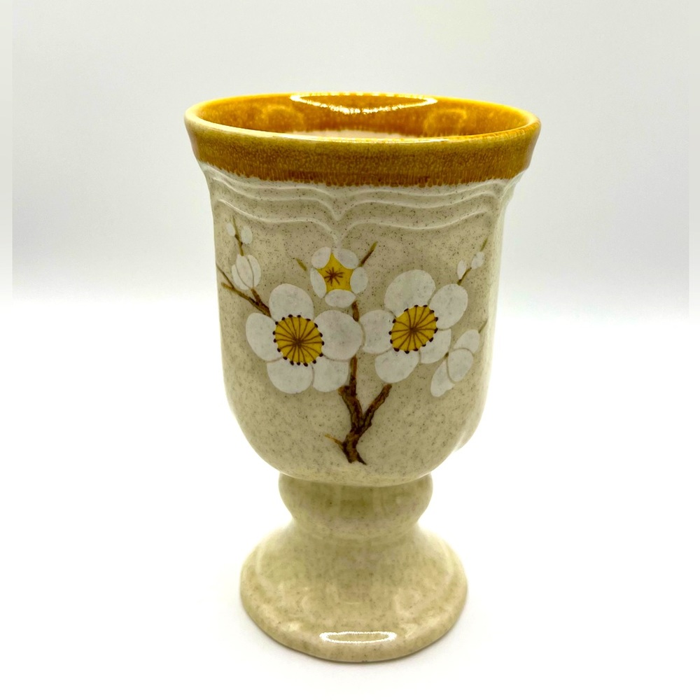 Vintage Mikasa Japan Cream White Petals Flower Goblet Cup 5.8 in